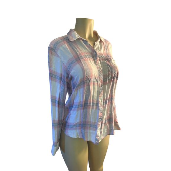 Women M Rails Hunter White Peony Rayon Long Slv Button-Up Blouse Shirt Top - Picture 1 of 7